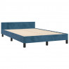 Estructura cama con cabecero terciopelo azul oscuro 120x200cm 5