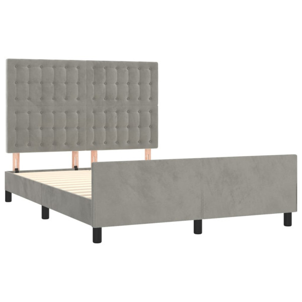 Estrutura de cama sem colchão 140x190 cm veludo cinzento-claro M 4