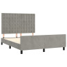 Estrutura de cama sem colchão 140x190 cm veludo cinzento-claro 4