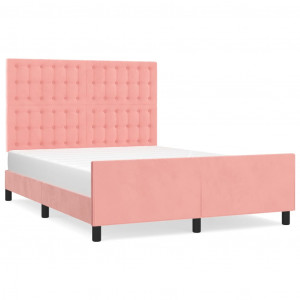 Estructura de cama con cabecero de terciopelo rosa 140x190 cm H