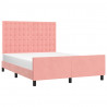 Estructura de cama con cabecero de terciopelo rosa 140x190 cm 3