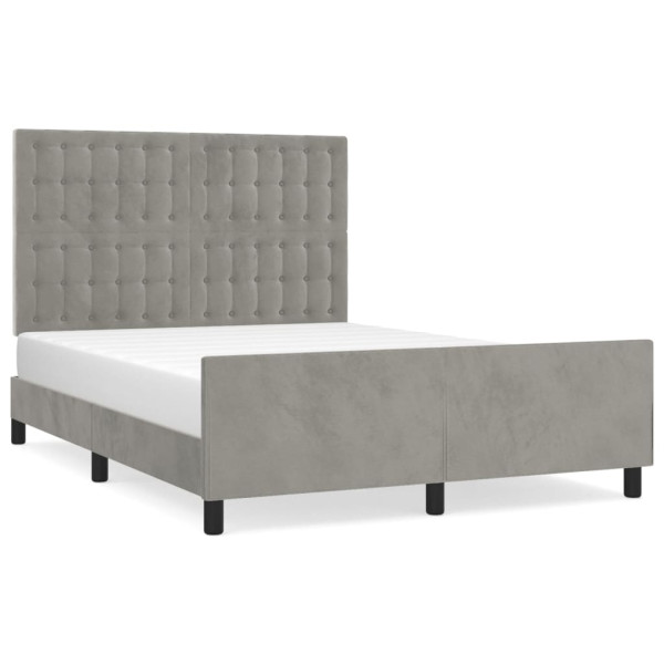 Estrutura de cama sem colchão 140x200 cm veludo cinzento-claro M 2