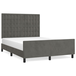 Estructura cama con cabecero terciopelo gris oscuro 140x200 cm H