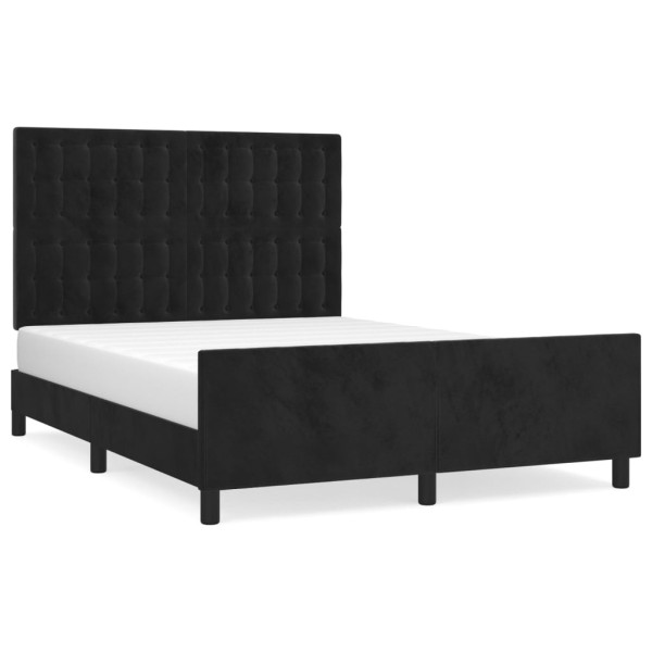 Estructura de cama con cabecero de terciopelo negro 140x200 cm M 2