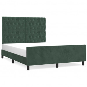 Estructura cama con cabecero terciopelo verde oscuro 140x200 cm H
