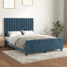 Estrutura de cama sem colchão 140x200 cm veludo azul-escuro 1