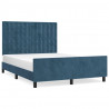 Estrutura de cama sem colchão 140x200 cm veludo azul-escuro 2