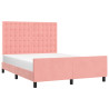 Estructura de cama con cabecero de terciopelo rosa 140x200 cm 3