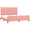 Estructura de cama con cabecero de terciopelo rosa 160x200 cm 4