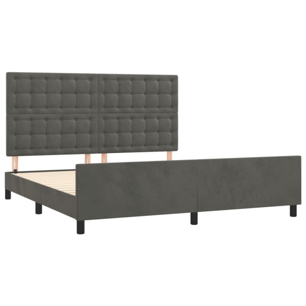 Estrutura de cama c/ cabeceira 180x200cm veludo cinzento-escuro M 4