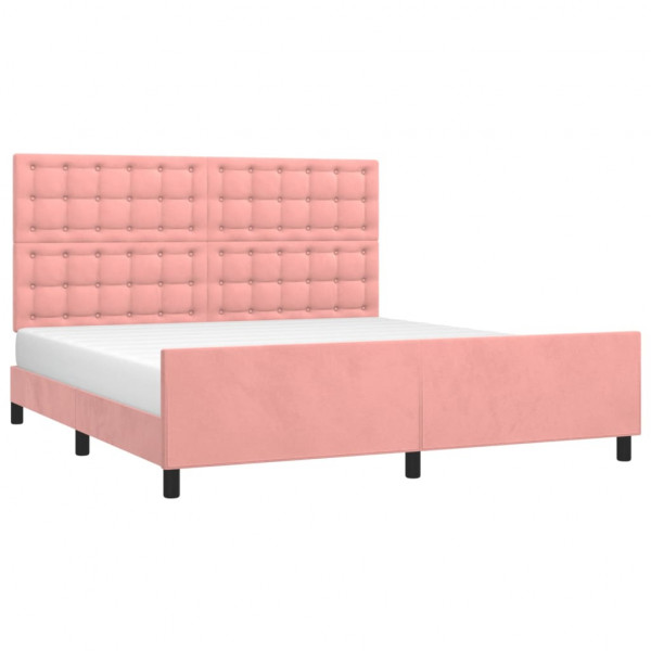 Estructura de cama con cabecero de terciopelo rosa 180x200 cm M 3