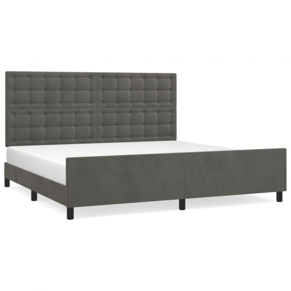 Estructura cama con cabecero terciopelo gris oscuro 200x200 cm M 2