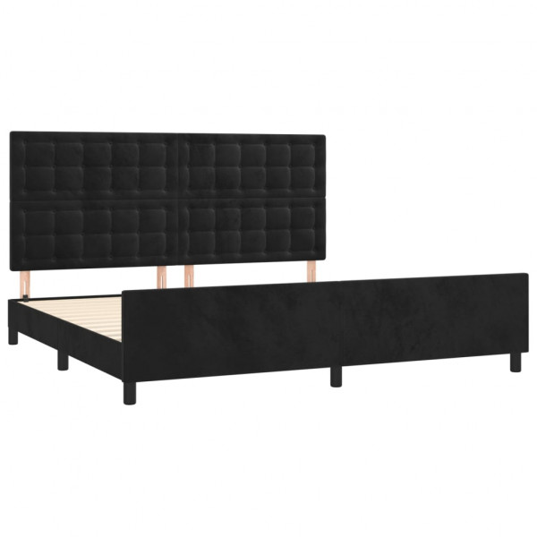 Estructura de cama con cabecero de terciopelo negro 200x200 cm M 4