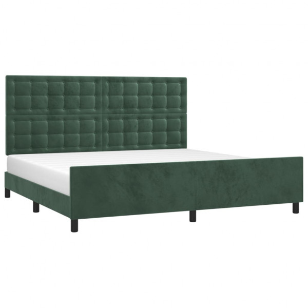 Estructura cama con cabecero terciopelo verde oscuro 200x200 cm M 3
