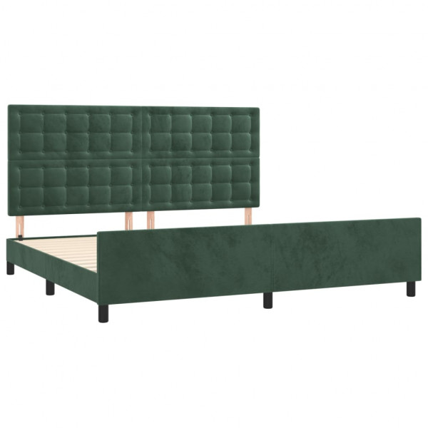 Estructura cama con cabecero terciopelo verde oscuro 200x200 cm M 4