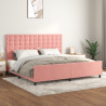 Estructura de cama con cabecero de terciopelo rosa 200x200 cm 1