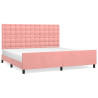 Estrutura de cama c/ cabeceira 200x200 cm veludo rosa 2