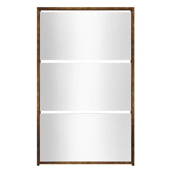 Mueble zapatero y espejo 3 niveles roble ahumado 63x17x102.5 cm M 4