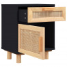 Mesa de cabeceira pinho maciço e vime natural preto 5