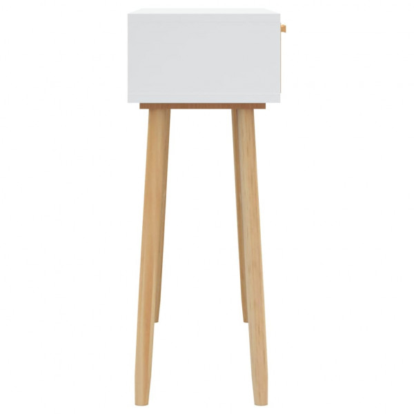 Mesa consola madera pino maciza blanco ratán natural 80x30x75cm M 5