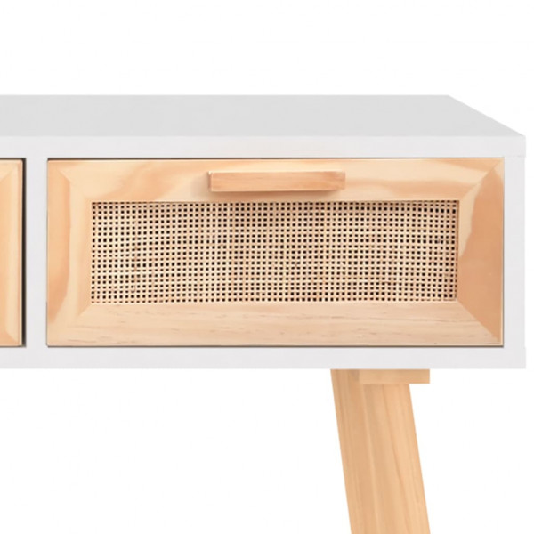 Mesa consola madera pino maciza ratán natural 105x30x75 cm M 5