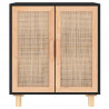 Aparador negro madera pino maciza y ratán natural 60x30x70 cm 4
