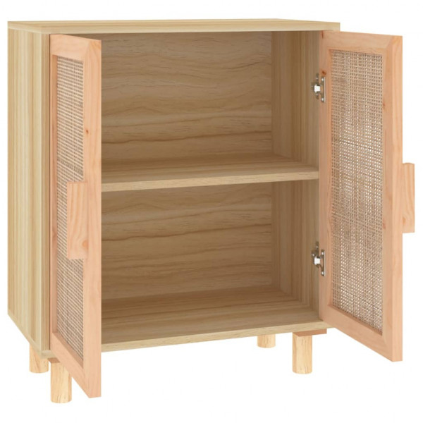 Aparador marrón madera pino maciza y ratán natural 60x30x70 cm M 5
