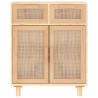 Aparador marrón madera pino maciza y ratán natural 60x30x75 cm 4