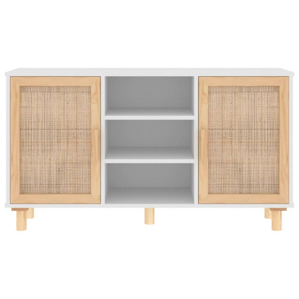 Aparador madera maciza pino blanco ratán natural 105x30x60 cm M 4