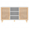 Aparador madera maciza pino blanco ratán natural 105x30x60 cm 4