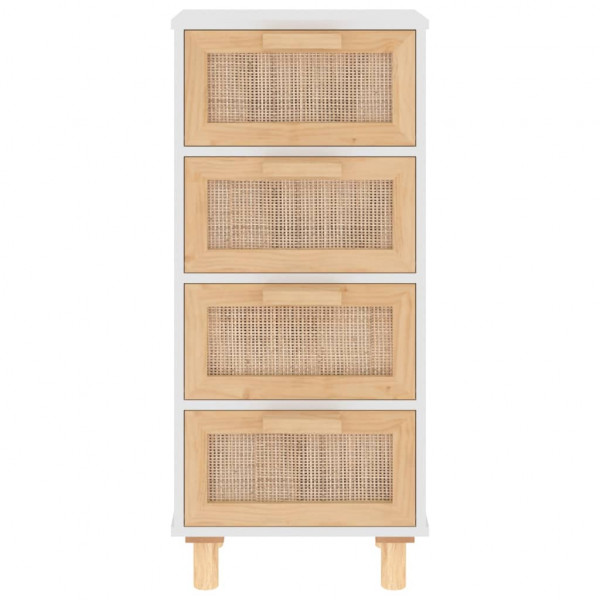 Aparador blanco madera pino maciza y ratán natural 40x30x90 cm M 4