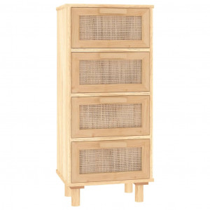 Aparador marrón madera pino maciza y ratán natural 40x30x90 cm H