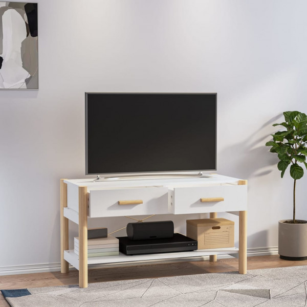 Mueble para TV madera contrachapada blanco 82x38x45 cm M 3