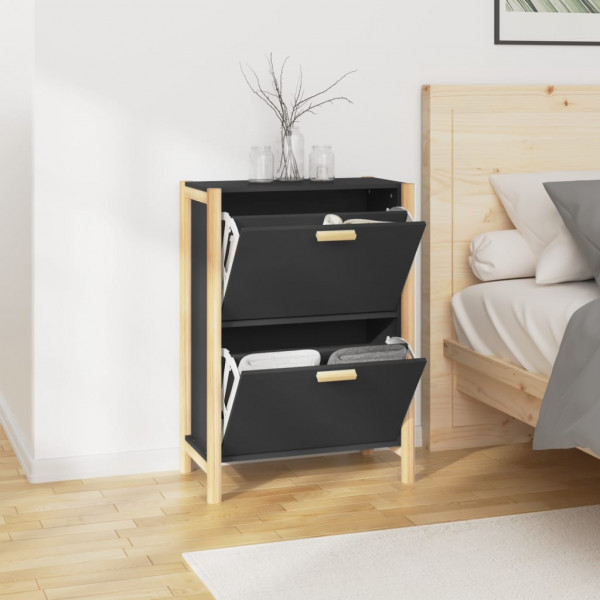 Mueble zapatero madera contrachapada negro 57.5x33x80 cm M 4