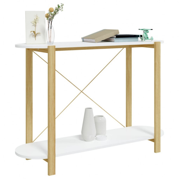 Mesa consola de madera contrachapada blanco 110x38x75 cm M 4