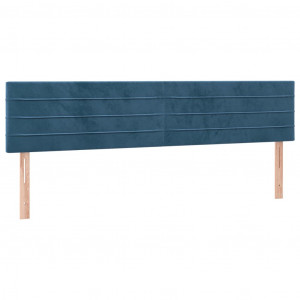 Cabeceira de cama 2 pcs veludo 100x5x78/88 cm azul-escuro H