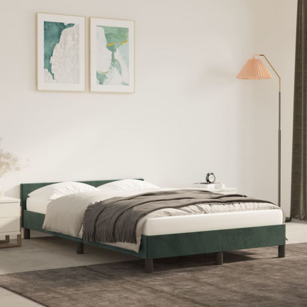 Estructura cama con cabecero terciopelo verde oscuro 120x200 cm D