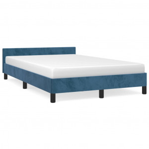 Estructura cama con cabecero terciopelo azul oscuro 120x200cm H