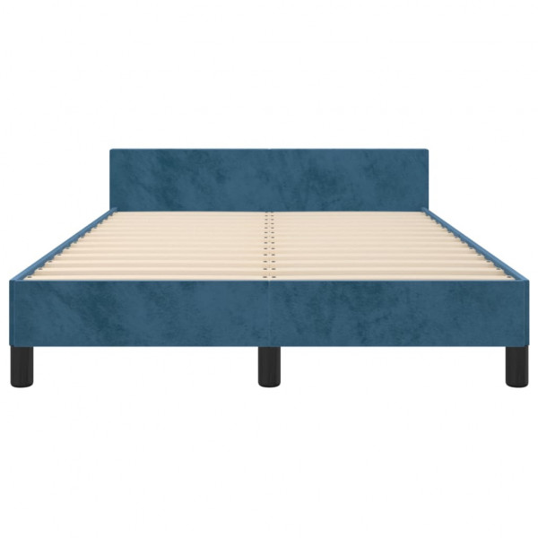 Estructura cama con cabecero terciopelo azul oscuro 120x200cm M 5