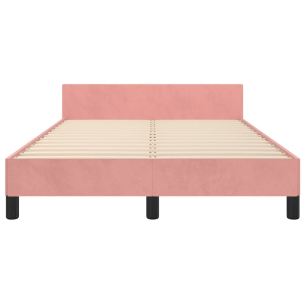 Estrutura cama c/ cabeceira sem colchão 120x200 cm veludo rosa M 5