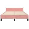 Estructura de cama con cabecero de terciopelo rosa 120x200 cm 5