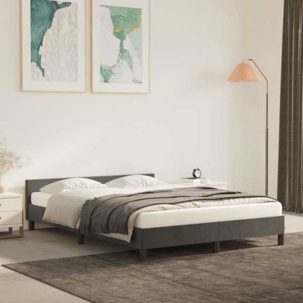 Estructura cama con cabecero terciopelo gris oscuro 140x190 cm D