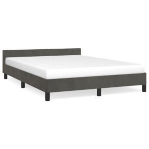 Estructura cama con cabecero terciopelo gris oscuro 140x190 cm H