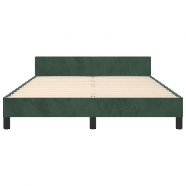 Estrutura de cama sem colchão 140x190 cm veludo verde-escuro M 5