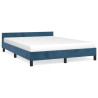 Estructura cama con cabecero terciopelo azul oscuro 140x190 cm 2