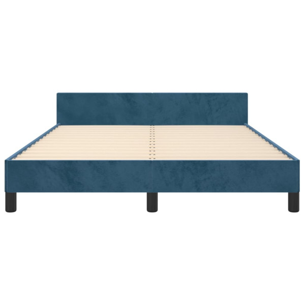 Estructura cama con cabecero terciopelo azul oscuro 140x190 cm M 5