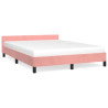 Estrutura cama c/ cabeceira sem colchão 140x190 cm veludo rosa 2