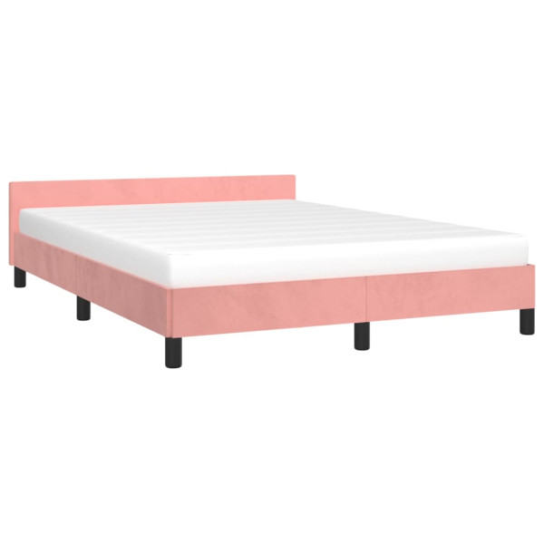 Estrutura cama c/ cabeceira sem colchão 140x190 cm veludo rosa M 3