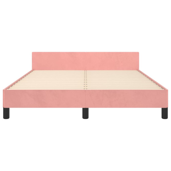 Estructura de cama con cabecero de terciopelo rosa 140x190 cm M 5