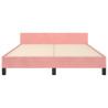Estructura de cama con cabecero de terciopelo rosa 140x190 cm 5